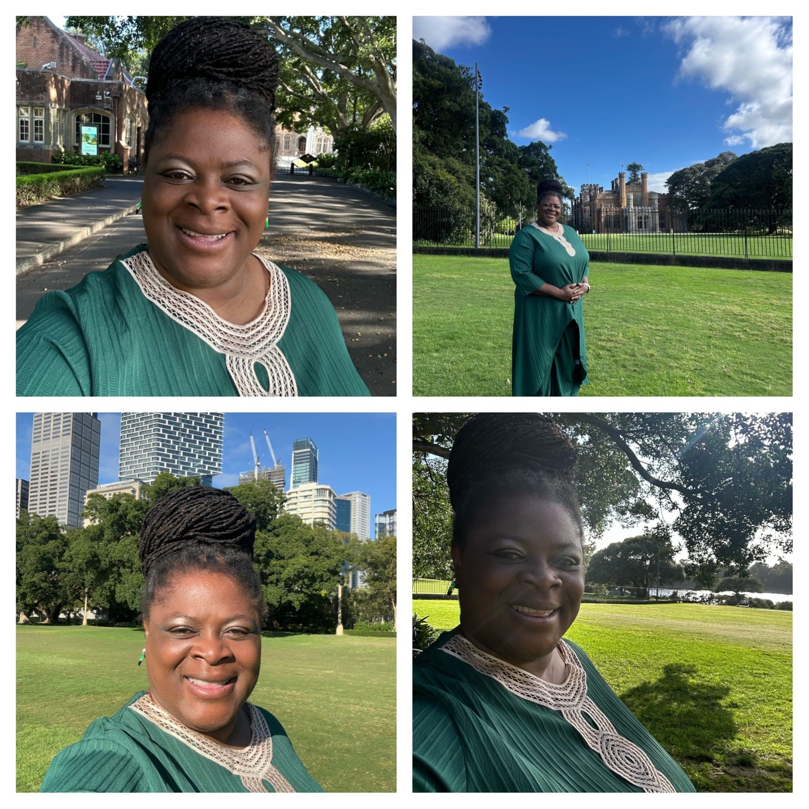 Dr Stephanie Fletcher-Lartey in the Royal Botanic Garden and on the Government House grounds before the audience